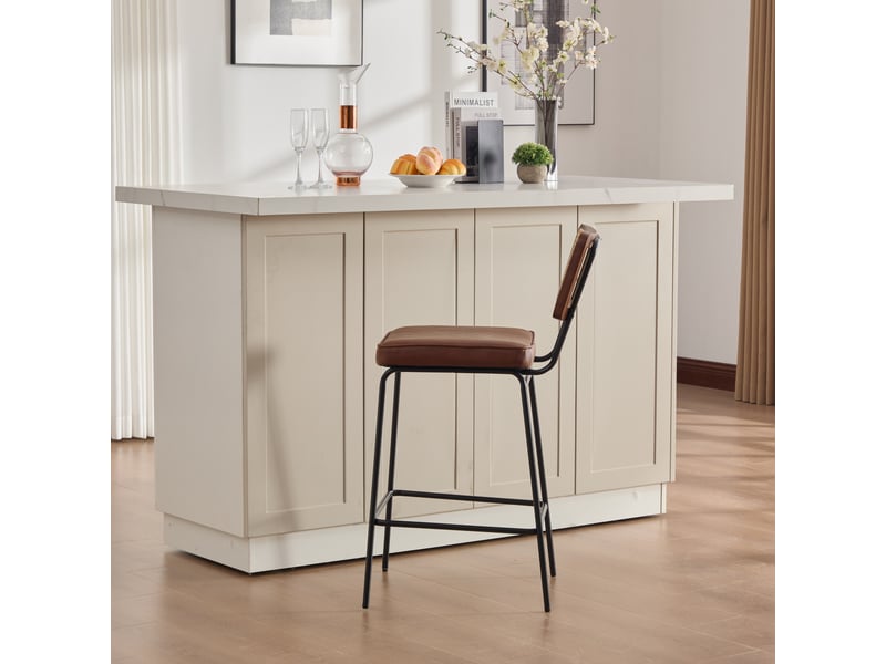  Lot de 2 tabourets de bar en similicuir pu, pieds en métal W5171P479837 - Conforama B