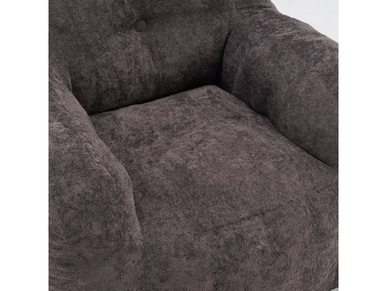  Fauteuil poire 95x95x79 cm avec accoudoirs en fausse fourrure gris foncé  - Conforama D
