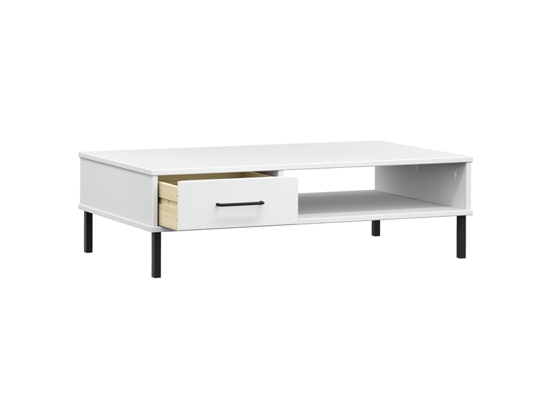  Table basse | table d'appoint salon avec pieds en métal blanc bois pin massif oslo  - Conforama E