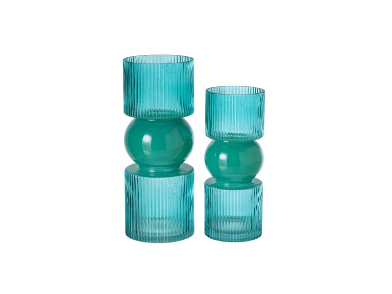  Vase cannelé en verre alvar 30cm turquoise  - Conforama B