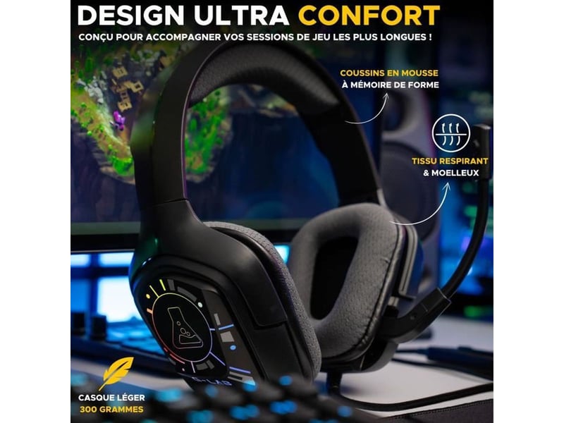Casque gamer filaire - the g-lab - korp cobalt 7.1 - son 7.1 surround - usb - rgb  - Conforama E