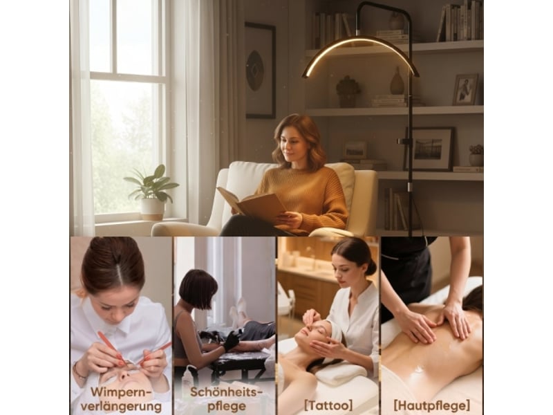 Lampe led demi-lune beauté, hauteur réglable, rotation 350°, support téléphone, lumière chaude - Conforama D