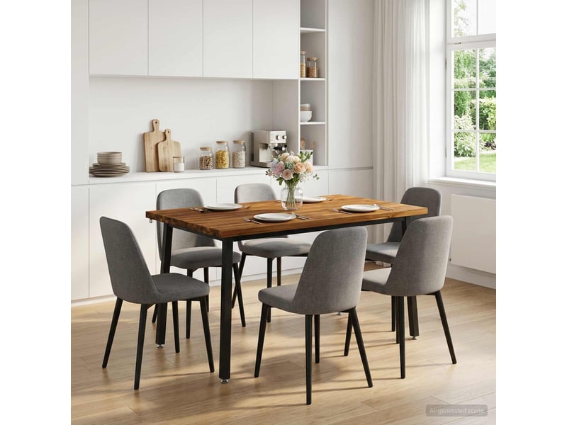  Table à manger moderne 140x70x75 cm bois d'acacia massif naturel et noir shl62371  - Conforama C