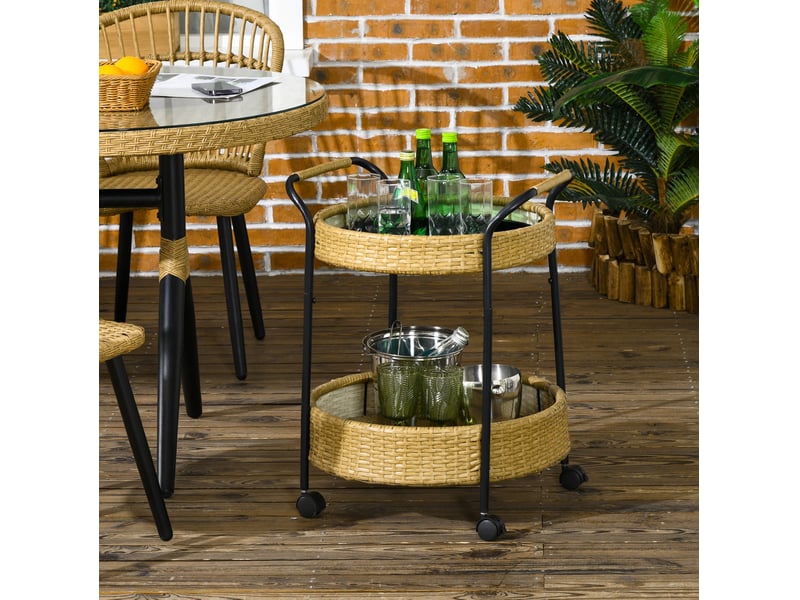  Desserte ronde 50x50x66 cm à 2 niveaux sur roulettes jaune  - Conforama B