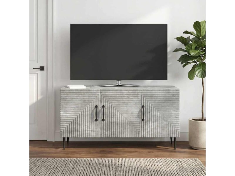  Meuble tv - banc tv - meuble de rangement gris béton 99 x 34,5 x 50 cm bois d'ingénierie  - Conforama D