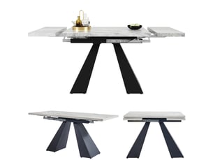 Table extensible avec système coulissant pour salle à manger en mdf et métal 99-159×74×77 cm noir et gris