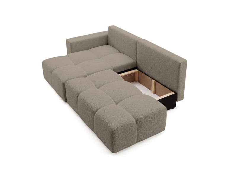  Celine - canapé d'angle fixe convertible 4 places en bouclette  - Conforama D