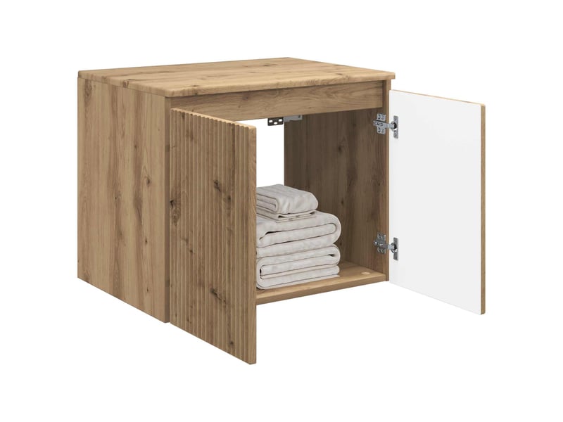  Cabinet salle de bain mural, meuble de rangement chêne artisanal shl7054  - Conforama C