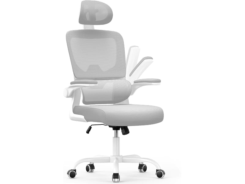  Chaise de bureau ergonomique: fauteuil bureau avec support lombaire en c,dossier et appui-tête réglables,reversible armrest,siege en maille respirante convient à la maison bureau ,lecture,grise  - Conforama A