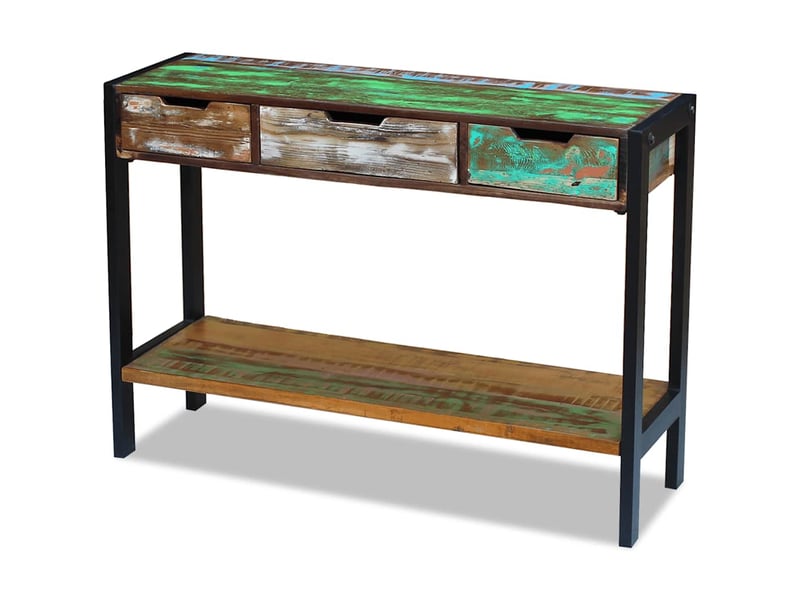  Buffet - bahut - meuble de rangement 3 tiroirs bois de récupération massif  - Conforama E