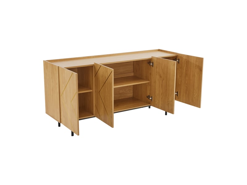 Buffet 4 portes avec étagères réglables pour salon en panneaux de particules 160×40×78 cm naturel - Conforama D