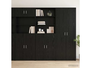 Buffet - haut armoire chêne noir 70 x 42,5 x 185 cm bois d'ingénierie