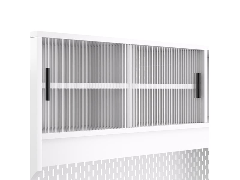 Buffet de cuisine avec 4 portes coulissantes et 2 tiroirs, 117x30x170 cm, blanc  - Conforama D
