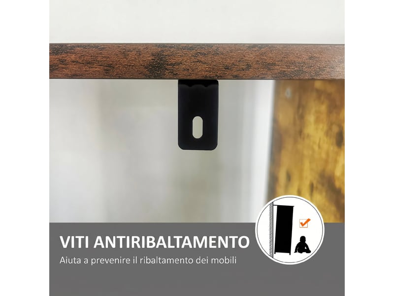  Bibliothèque industrielle à 5 niveaux avec compartiments ouverts, idéale pour le bureau, le salon et la chambre, coloris marron rustique et noir.  - Conforama E