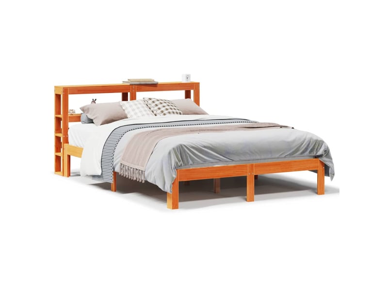  Lit double- lit adulte -  cadre de lit sans matelas  marron 120x190cm bois pin massif  - Conforama A