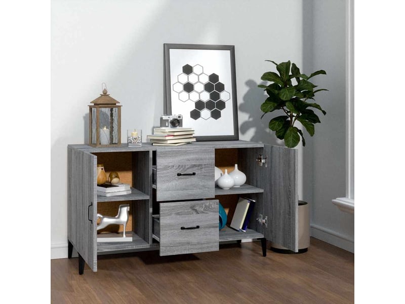  Buffet - bahut - meuble de rangement sonoma gris 100x36x60 cm bois d'ingénierie  - Conforama C
