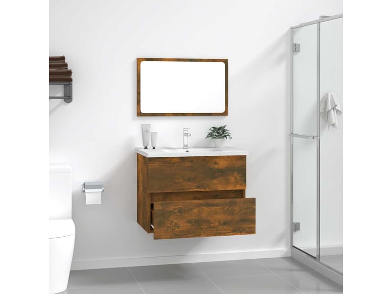  Ensemble de meubles de salle de bain 2 pcs chêne fumé cf63592  - Conforama C