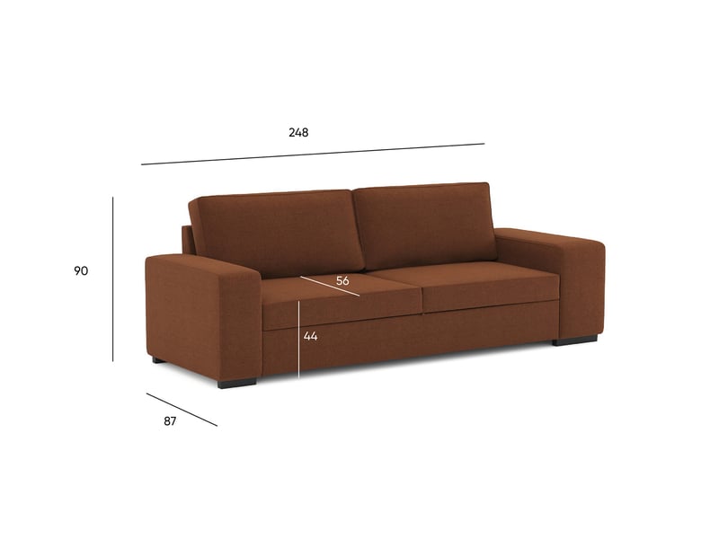 Canape droit convertible 3 places ZACK coloris terracotta - Conforama H