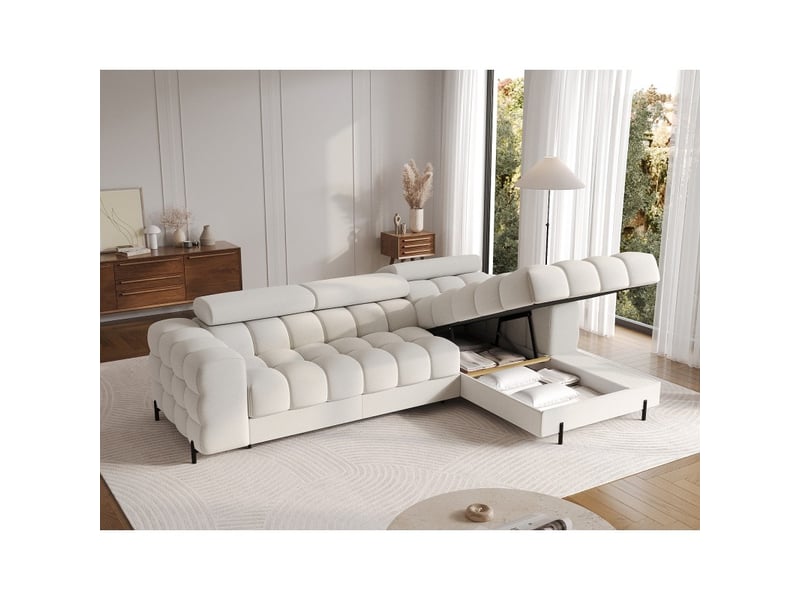  Canapé d'angle droit convertible blanc allure contemporaine 285x99x181cm filtro  - Conforama C
