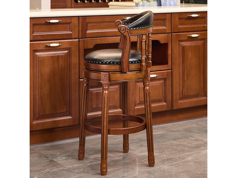  Tabouret de bar 54,8x54,8x96 cm pivotant à 360° bois noir  - Conforama B