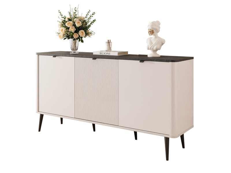 Commode salon navani - commode chambre - 160x40x82 cm - 3 portes - cachemiregris NAVANI - Conforama A