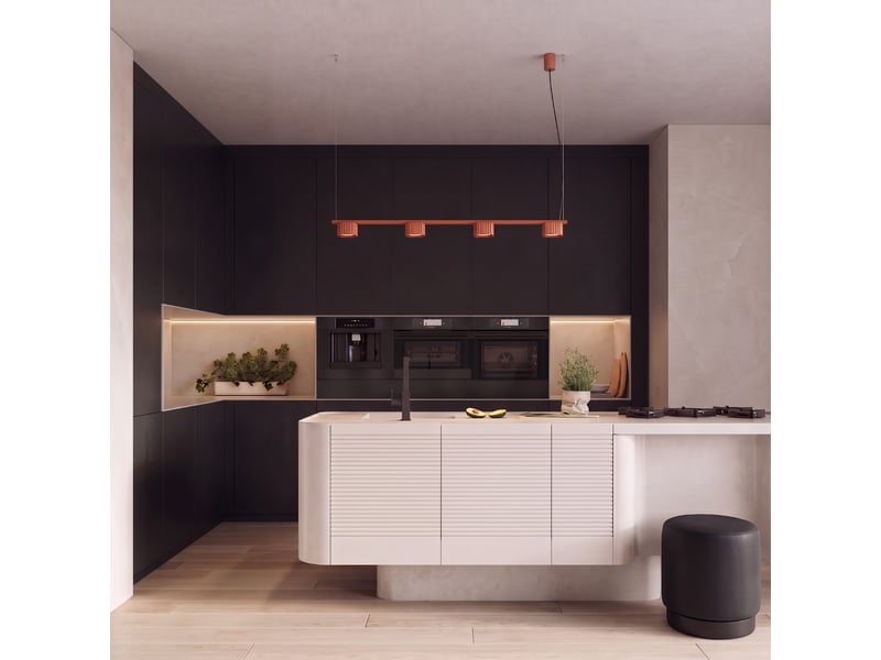  Lustre riff 4 ocre rouge gx53 aluminium moderne 208x122x10cm SL.3062 - Conforama B