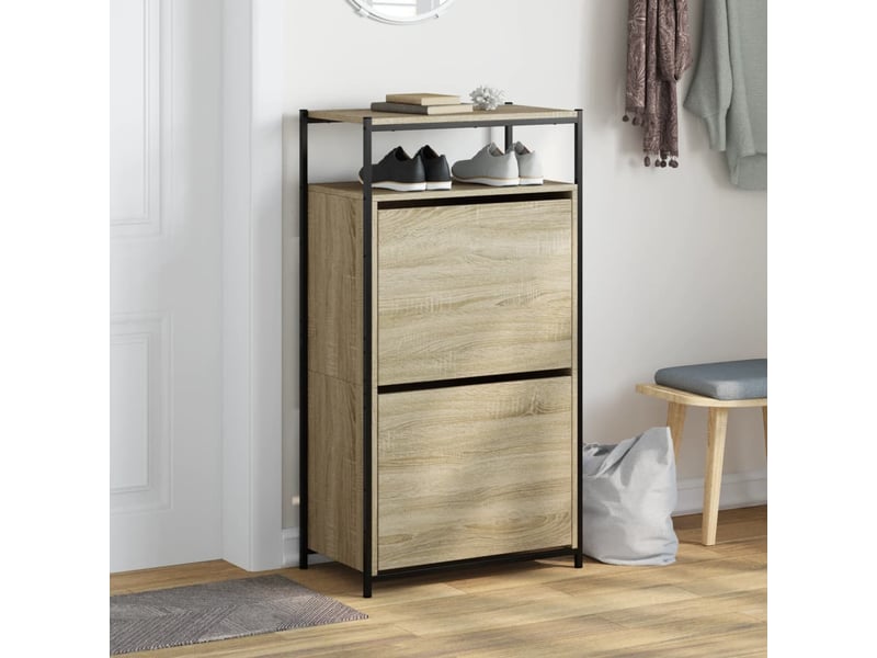  Meuble à chaussures, armoire à chaussures chêne sonoma na  - Conforama C
