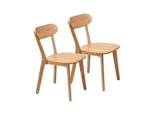 Lot de 2 chaises de salle à manger 49,5x43x78 cm avec dossier incurvé, pour salle à manger, élégant, bois, couleur bois