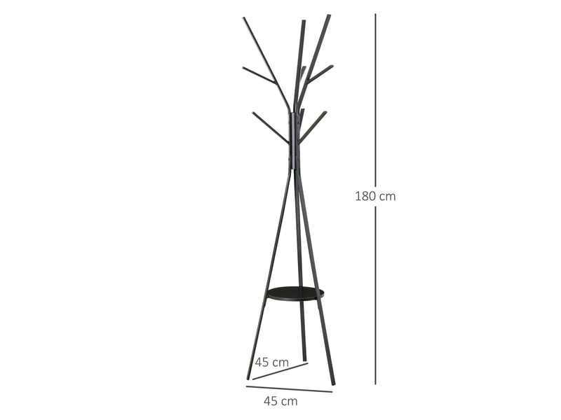  Porte-manteau sur pied 180 cm en métal noir, porte-manteau de couloir élégant pour l'ordre et l'élégance 831-174BK - Conforama C