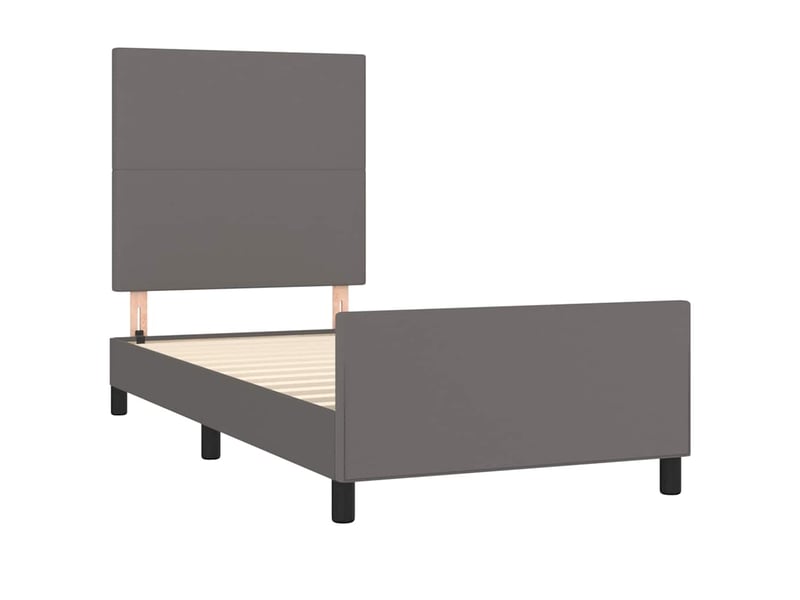 Lit simple- lit adulte - cadre de lit sans matelas gris 80x200 cm similicuir - Conforama C