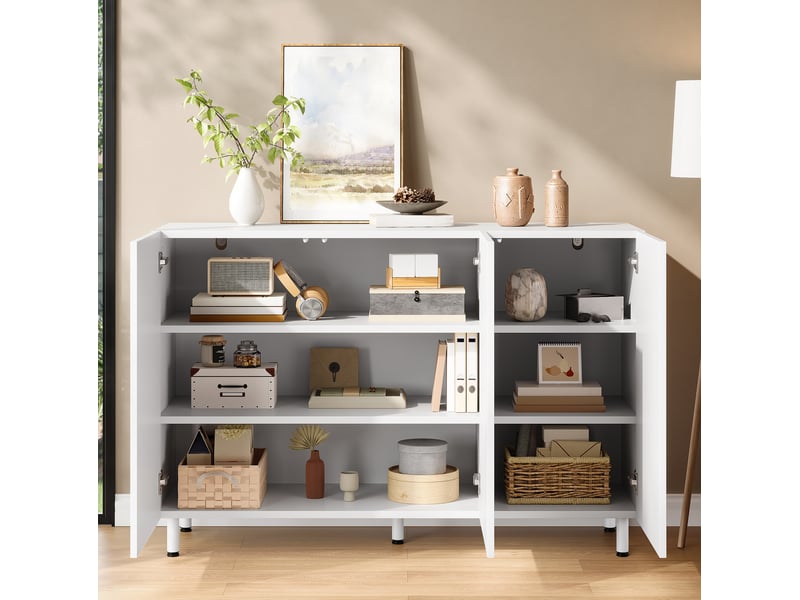  Buffet et meuble à chaussures 120 x 37 x 80 cm en mdf et panneaux de particules, 3 portes, blanc chicfurn  - Conforama D