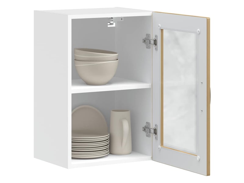 Armoire murale de cuisine porte en verre porto chêne artisanal shl5026 - Conforama E