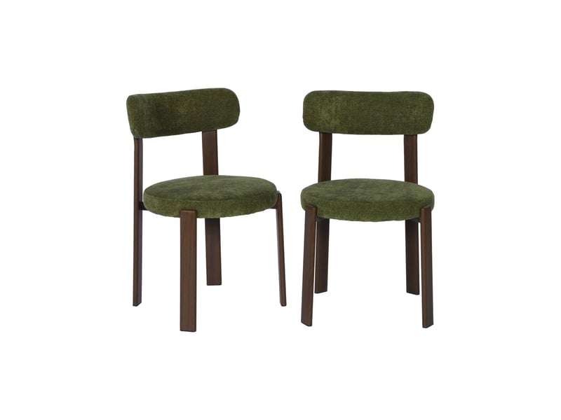  Lot de 2 chaises vintage acier effet bois foncé et tissu texturé kaki - gloria  - Conforama A