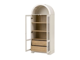 Buffet haut 76,2 x 40,1 x 180 cm, portes vitrées, 2 tiroirs et étagères réglables, blanc