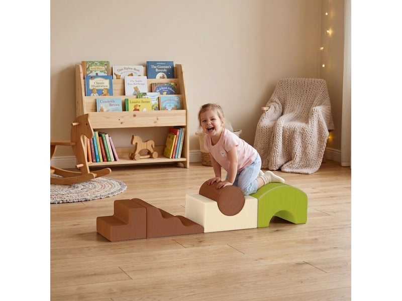  Jeu en mousse 5 pièces 177x35x36 cm multicolore en tissu, modules d'escalade et construction pour enfant  - Conforama D