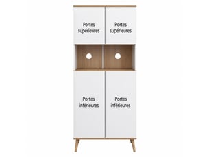 Buffet 4 porte(s) 0 tiroir(s) - 80 cm coloris blanc