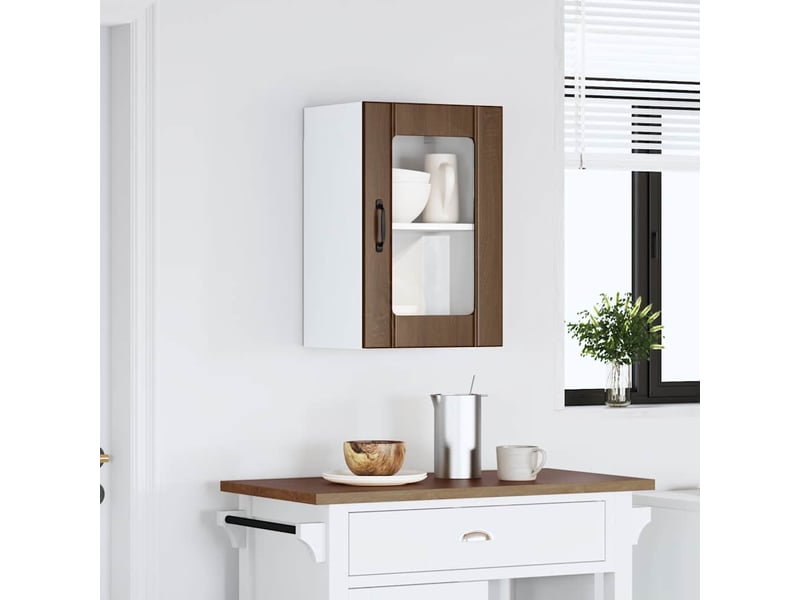 Armoire murale de cuisine et porte en verre lucca chêne marron shl6964  - Conforama C