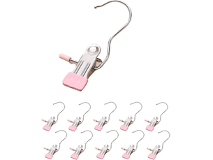 Crochets à vêtements multifonctions en acier inoxydable pour vêtements, chaussures, écharpes, chaussettes (10, rose