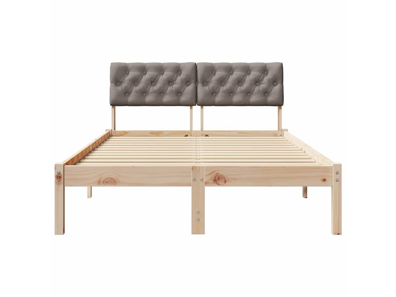  Lit double- lit adulte -  cadre de lit marron et taupe 120 x 190 cm bois massif en pin  - Conforama D