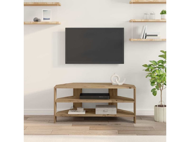  Meuble tv d'angle moderne 100x40,5x45 cm chêne artisanal  - Conforama D