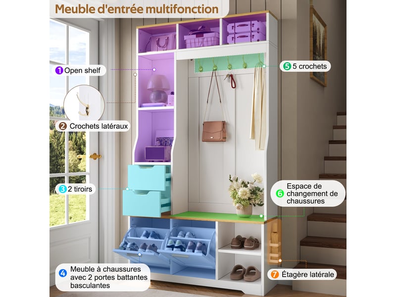  Lit banquette 90x200 cm blanc avec lit gigogne 90x190, rangements, usb-c et tête de lit sherpa  - Conforama D