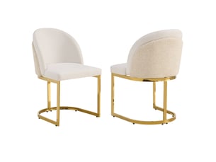 2 chaises d'esszimmer, confortables et respirantes, idéales pour restaurants, salons, cafés et autres lieux, style moderne, pieds en métal galvanisé doré, tissu chenille, beige + doré