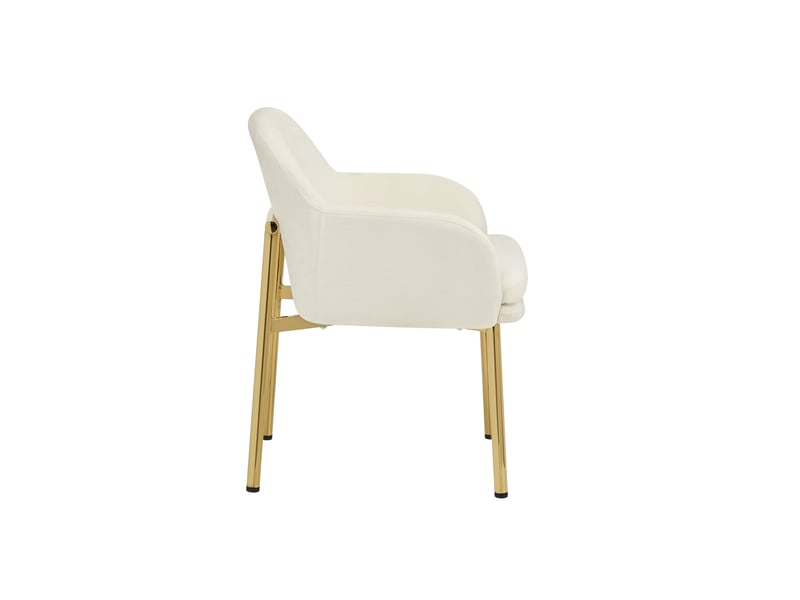 Lot de 4 chaises de salle à manger, design moderne, dossier ergonomique, tissu polyester, blanc - Conforama E