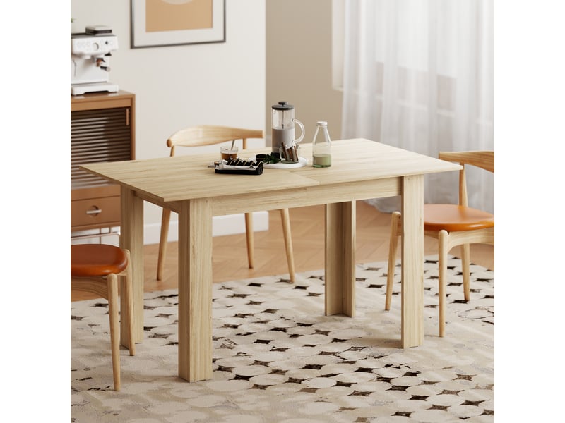  Table à manger extensible, table de cuisine rectangulaire, pour 6-8 personnes, effet bois naturel, 140-180 x 80 cm  - Conforama W
