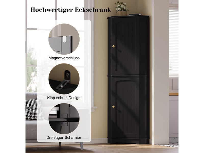 Armoire d’angle,42x42x166 cm,2 portes et étagères réglables,mdf,noir - Conforama E