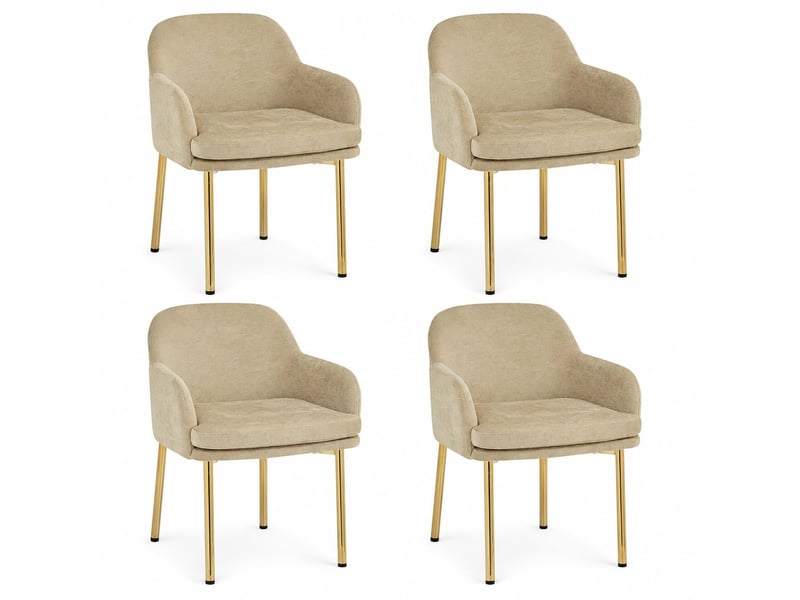  Lot de 4 chaises de salle à manger, design moderne, dossier ergonomique, métal bois, marron  - Conforama A
