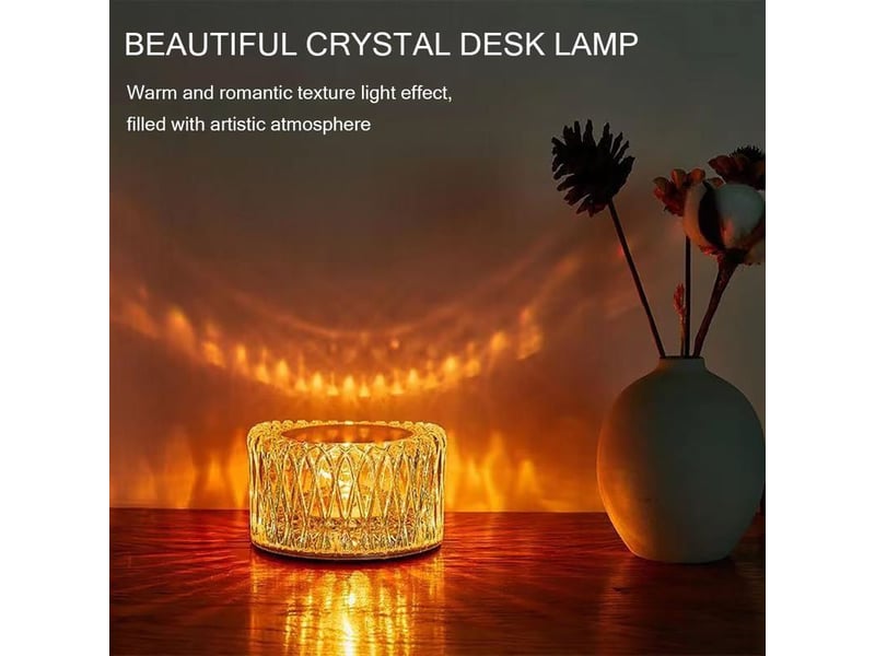 Lampe de table led cristal rechargeable sans fil, 3 niveaux de luminosité, 3 couleurs tactiles, lampe de chevet portable pour chambre, salon, décoration moderne - Conforama C