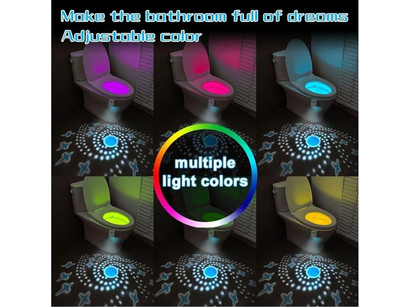  Veilleuses led pour toilettes, lumière de cuvette de toilette activée par le mouvement, 7 couleurs changeantes, lampe de nuit led pour salle de bain, blanc  - Conforama C