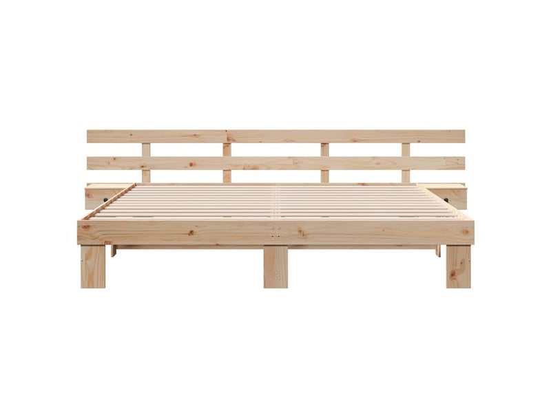  Lit double- lit adulte -  cadre de lit avec tête de lit marron 200 x 200 cm pin massif  - Conforama D