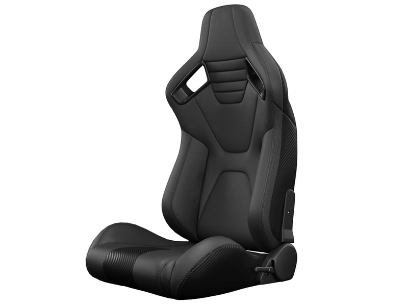  Siège baquet racing universel noir pvc effet carbone inclinable côté gauche  - Conforama B